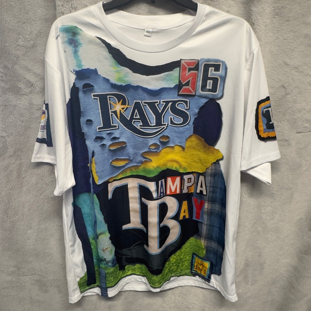 Tampa Bay Rays Baseball MLB Graphic T Shirt Mens XL All Over‎ Print AOP Modern